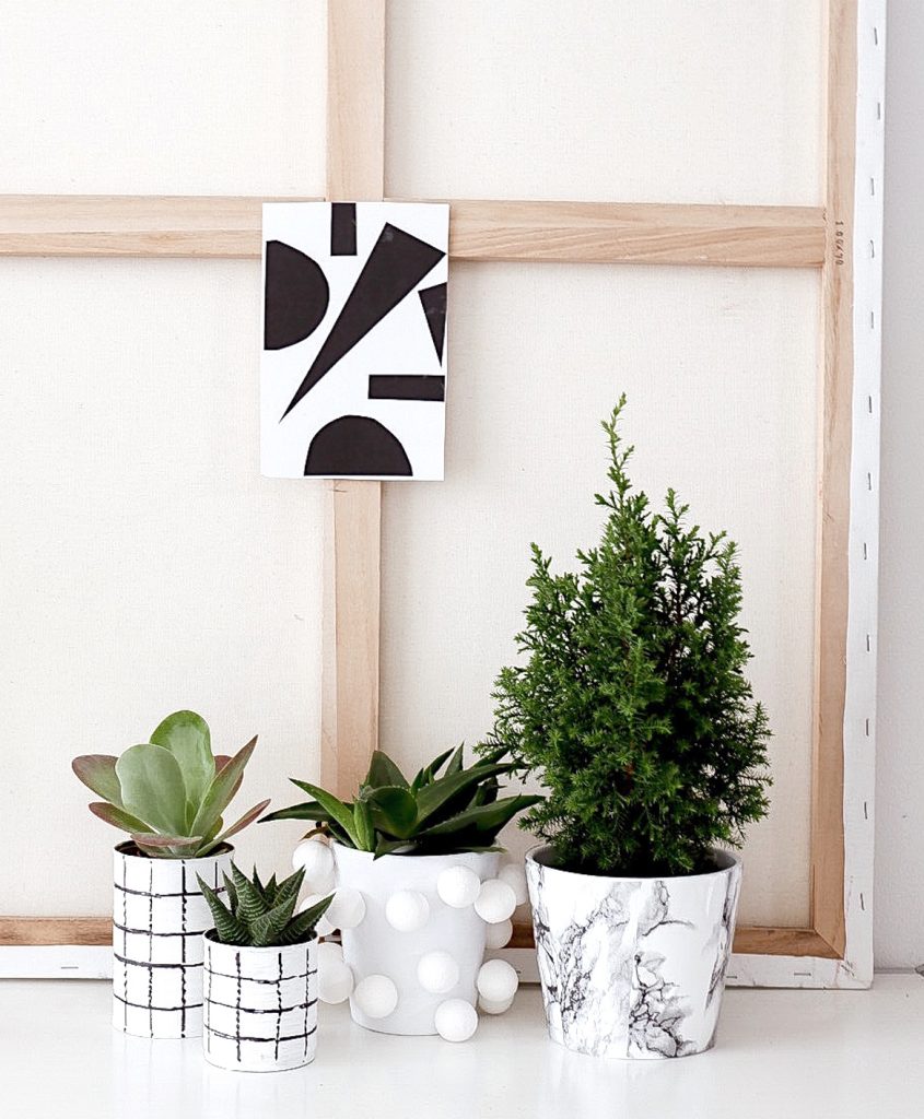 3 x DIY Pflanzen Übertopf Ideen mit Kugeln, kariert und marmoriert -  sophiagaleria