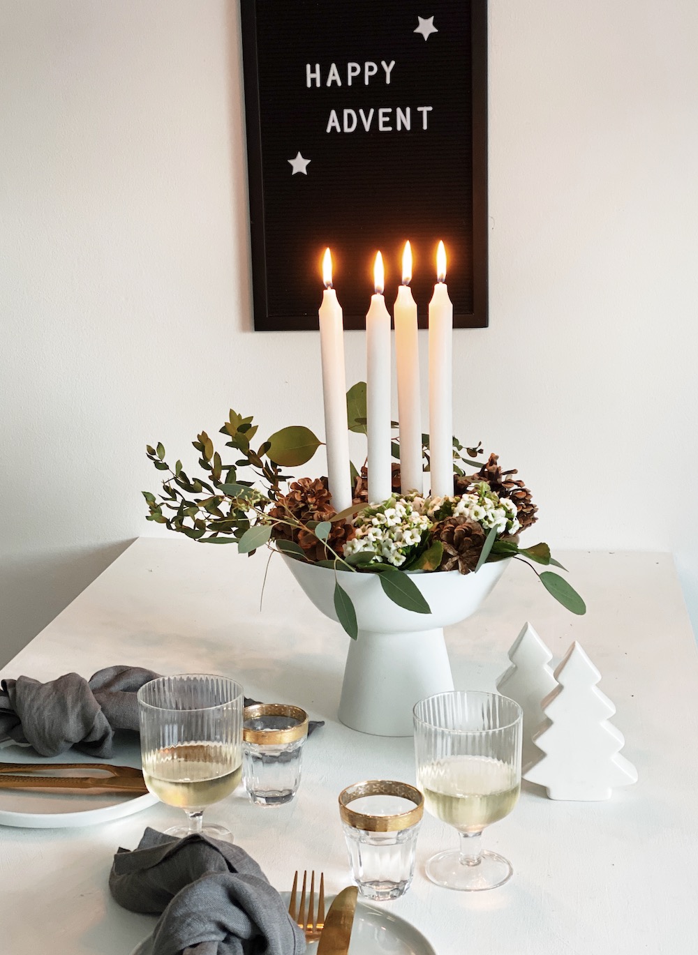 DIY Kerzenschale mit Deko sophiagaleria - Kalanchoe weihnachtlicher